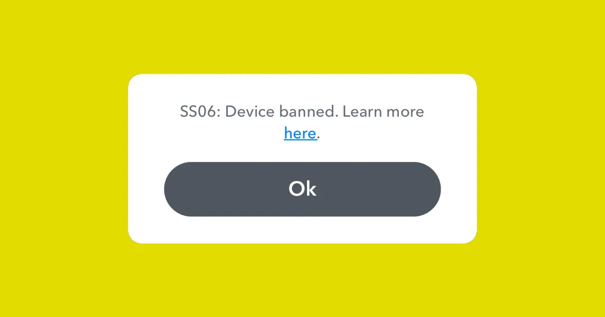 An error message stating "SS06: Device banned"